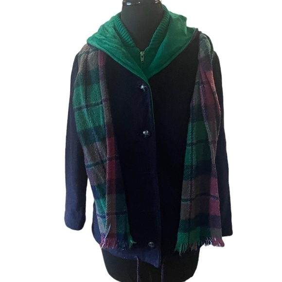 Authentic Mackintosh Vestcoat Wool Navy Blue Green Jacket Coat Winter Button Zip - Picture 1 of 8